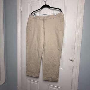 Chicos So Slimming Pants Womens XL Beige Khaki Trouser Cropped Preppy Ankle